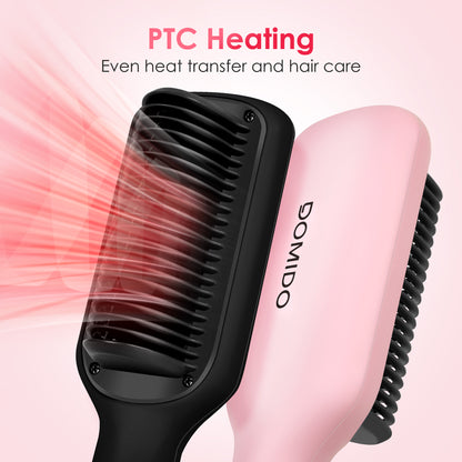 Mini Hair Brush Straightener​ Pink | DOMIDO